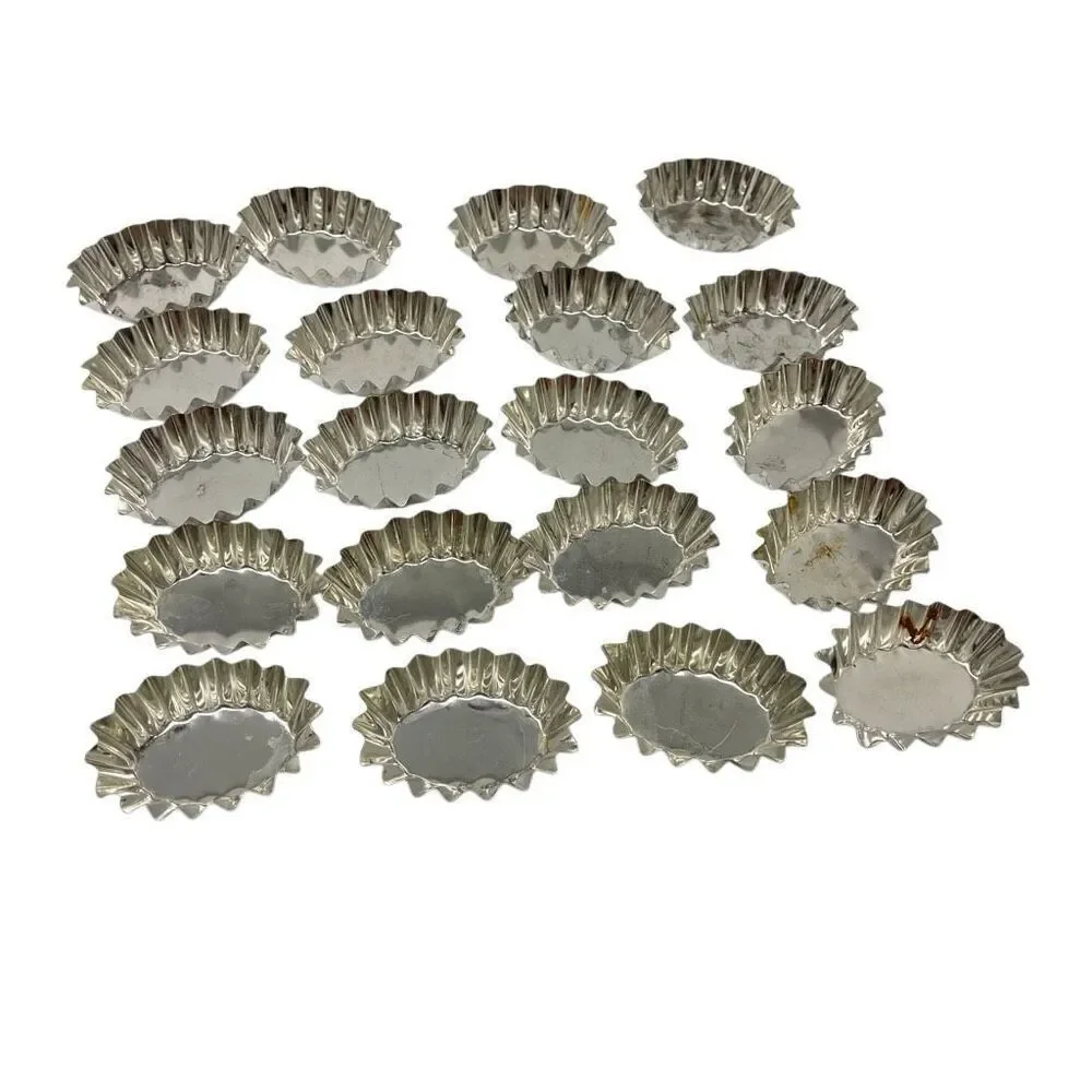Vintage Sweden Ribbed Fluted Mini Aluminum Tartlet Mold Lot of 42 Various Shapes